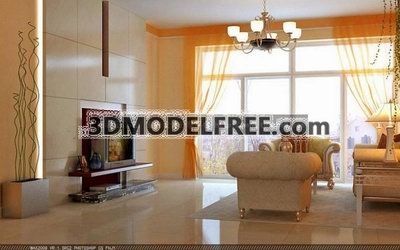 Verwitterten Memory, Living Room, Haus-, Innen-Szene, Interior Design, 3D-Modell Download kostenlos