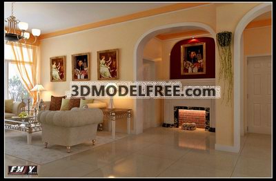 Verwitterten Memory, Living Room, Haus-, Innen-Szene, Interior Design, 3D-Modell Download kostenlos