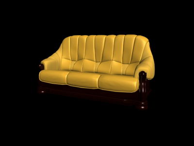 3D-Modell des Kopfes auf dem gelben Sofa