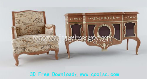 European-style Retro Möbel 3D-Modell (inkl. Material)