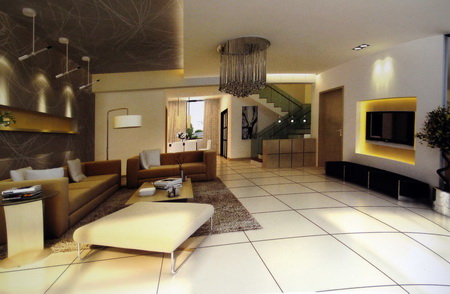 3D-Modell des modernen minimalistischen Stil Wohnzimmer (einschließlich Materialien)