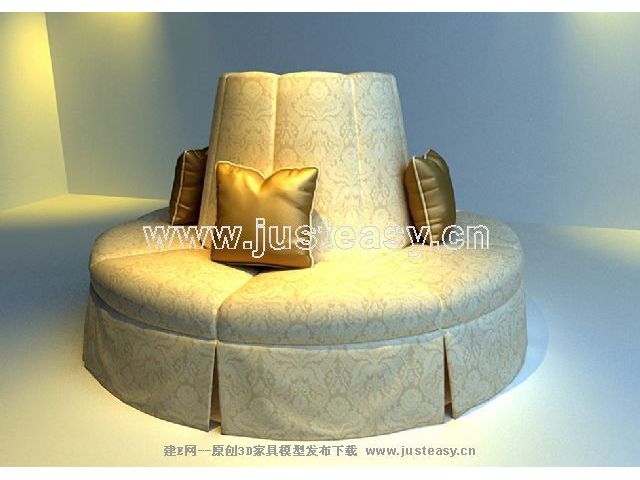Vintage Art Sofa 3D-Modell Leute (einschließlich Materialien)
