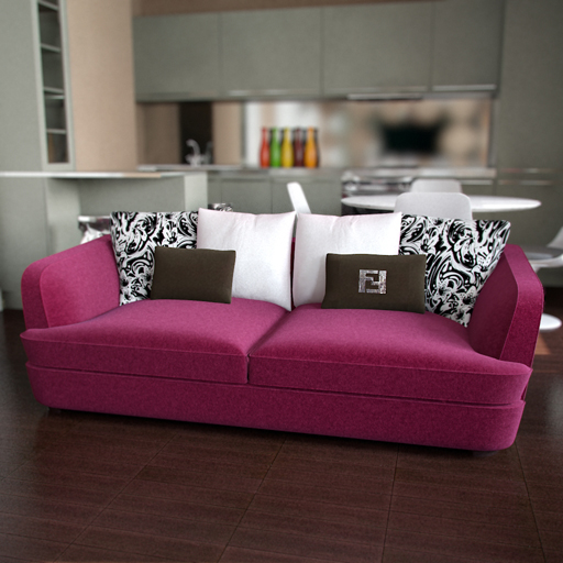 3D-Modell eines warmen rosa Sofa
