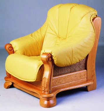 Gelbe Ledersofa, Holz Stuhl 3D-Modell des menschlichen Didan
