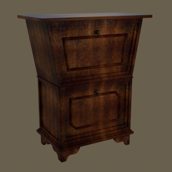 European-style zweistufigen Kabinett 3D-Modell des alten Holzes
