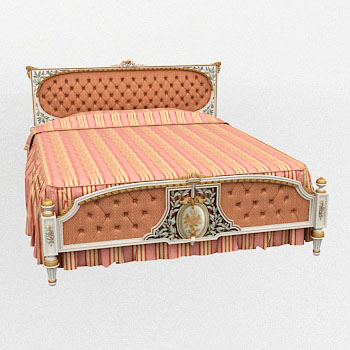 3D-Modell der europäischen Edelholz Doppelbett
