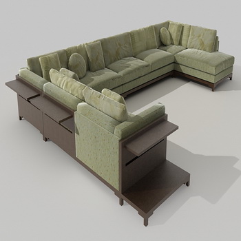 Kombination aus grnem Stoff Sofa 3D-Modell des gesamten
