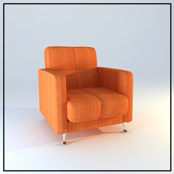 Orange Tuch Liege einzigen 3D-Modell
