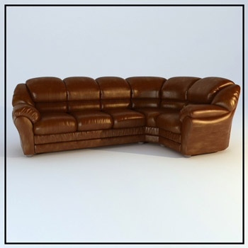Retro braune Ledercouch 3D-Modell als

