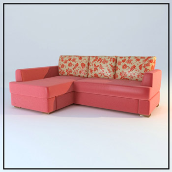 Warm und weich rosa Stoff Sofa 3D-Modell
