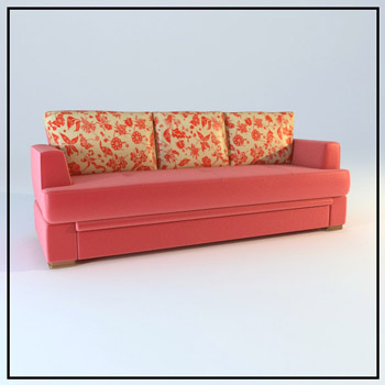 Soft rosa Stoff Sofa zu Hause 3D-Modell der doppelten
