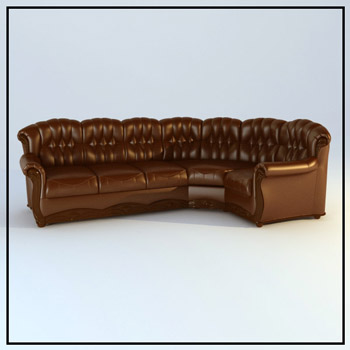 3D-Modell der Ledercouch, braun Menschen
