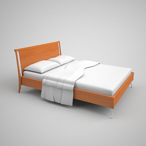 Frisch und einfachen Stil Holzbett 3D-Modell
