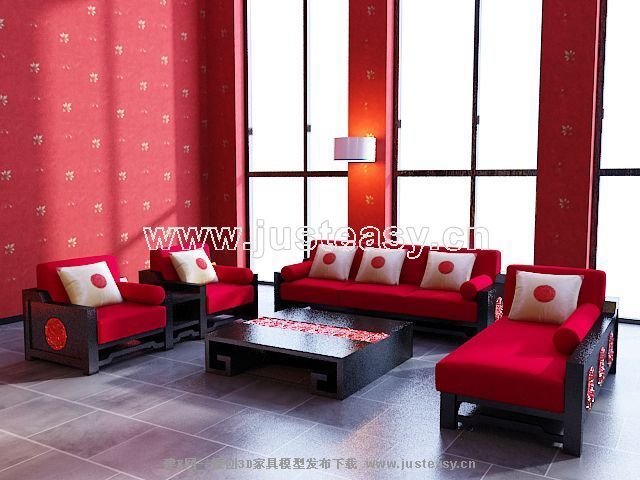 Big roten Sofa Kombination der modernen chinesischen