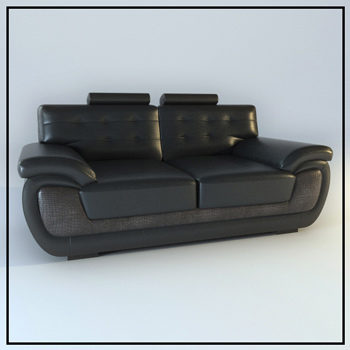 Schwarzes Leder Doppel-Sofa