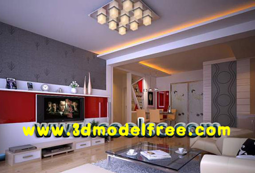 Moderne rote TV Wand Wohnzimmer