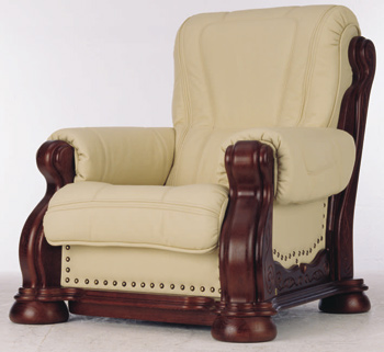 Red Holzsockel Ledersofa