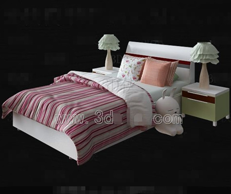Rosa und weiße Bettwäsche Kinderbett
