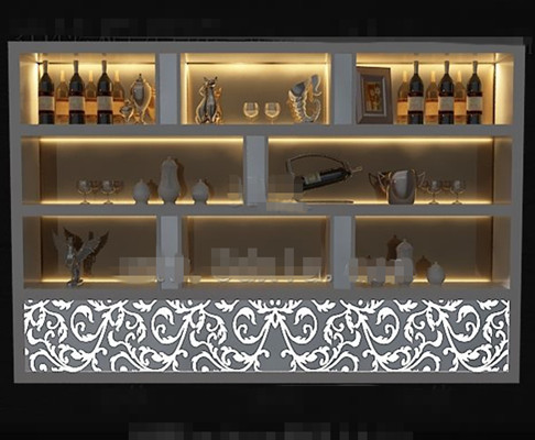 Grau goldenes Licht Weinschrank
