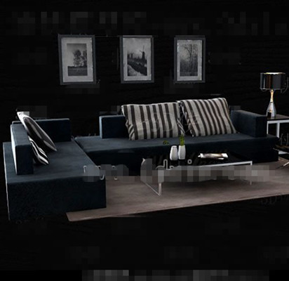 Dunkelblauer Stoff Sofa Verbindung