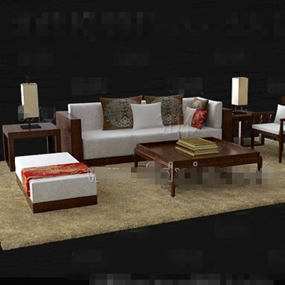 Brown Holz weißen Stoff Sofa Verbindung