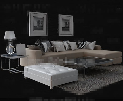 Beige Leder-Sofa Tee-Tisch-Kombination