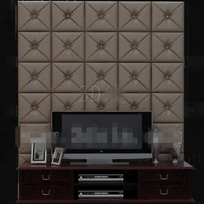 Moderne TV-Wand aus braunem Leder