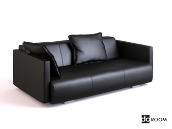 Schwarzes weiches Leder drei Sitze Sofa