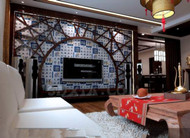 Chinesischen Stil retro Holzstruktur Wohnzimmer