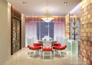 Moderne hellen und warmen Esszimmer