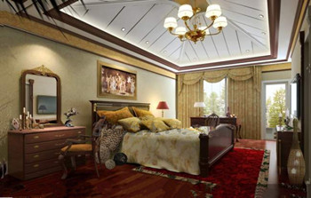 Goldene Dekoration von Luxus-Schlafzimmer
