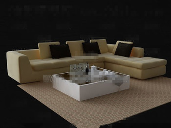 Hellgelbe Sofa und Teetisch Kombination