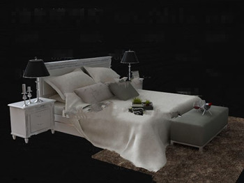 Moderne und schlichte weiße Doppelbett