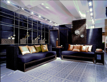 Dark blue cloth soft sofa