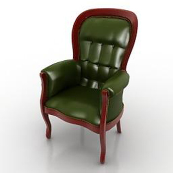 Retro grnen Ledersofa 3D-Modell