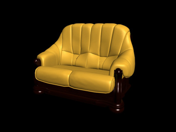 European-style doppelte gelbe Ledercouch