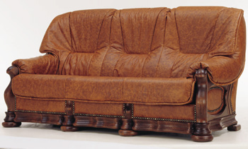 Drei Sitze Leder braunes Sofa