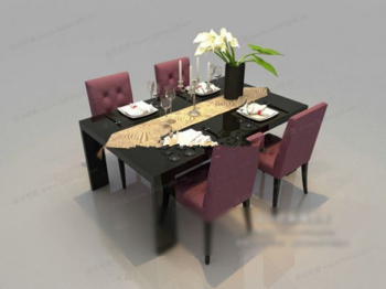 Lila mit schwarzen Tisch Modell