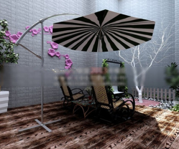3D-Modell eines kleinen Balkon