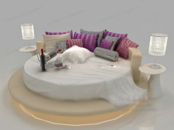 Europäische runden Bett 3D-Modell