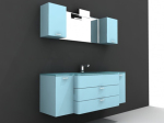 Blau mit weißem Mobiliar 3D-Modelle