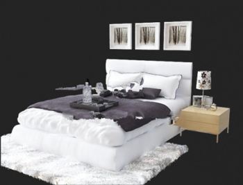 3D-Modell weißen Schlafzimmer