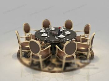 Roundtable rund Stuhl 3D-Modell
