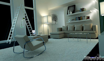 Indoor insgesamt minimalistischen space night view