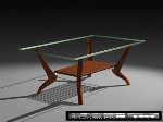 Holz Couchtisch aus Glas 3D-Modell