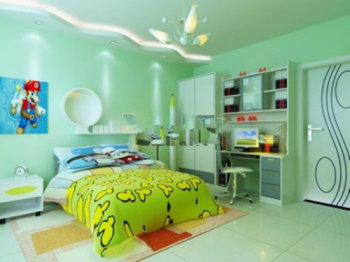 Leuchtend grne Linie Kinderzimmer