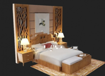 Holzbett 3D-Modell