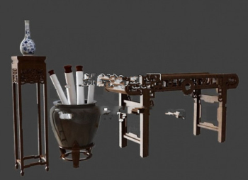 Tinte, Pinsel 3D-Modell
