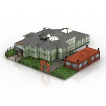 3D-Modell des Europäischen Villa Landschaft verbunden