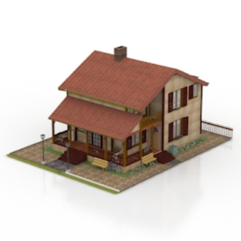 3D-Modell eines modernen Villa